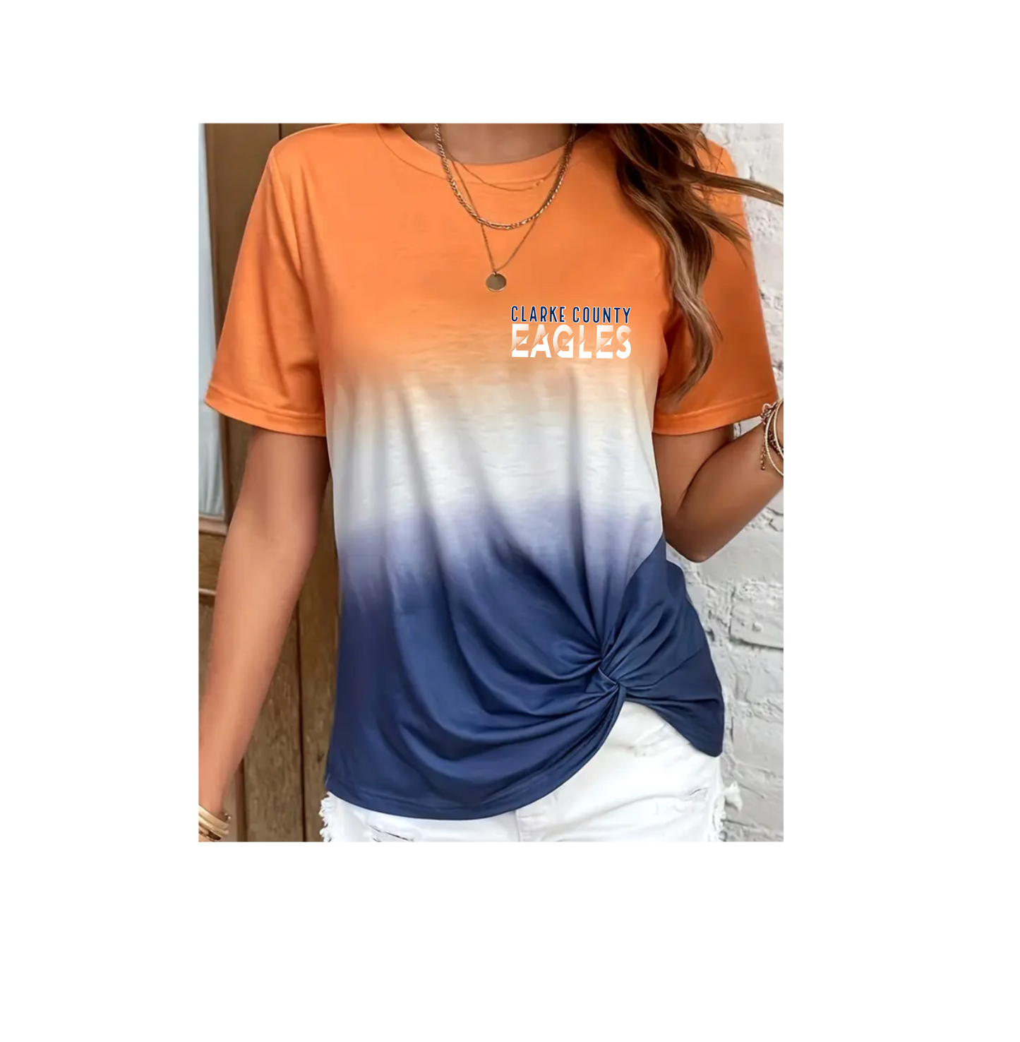 EAA Eagles Short Sleeve T-Shirt Ombre Logo Design 4D